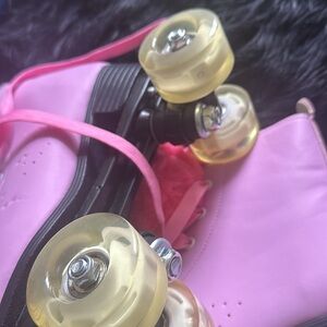 Pink Leather skates the wheels light up